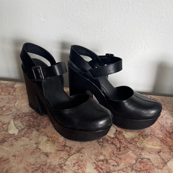 Kork-Ease Shoes - Kork-Ease Black Leather Platform Mary Jane Heels